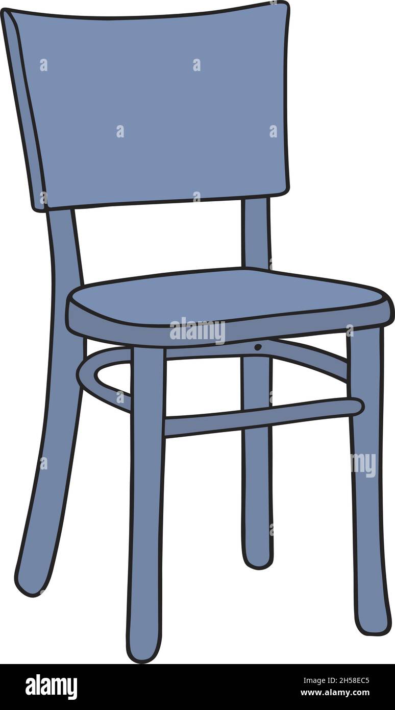 The vectorized hand drawing of an old blue wooden chair Stock Vector ...