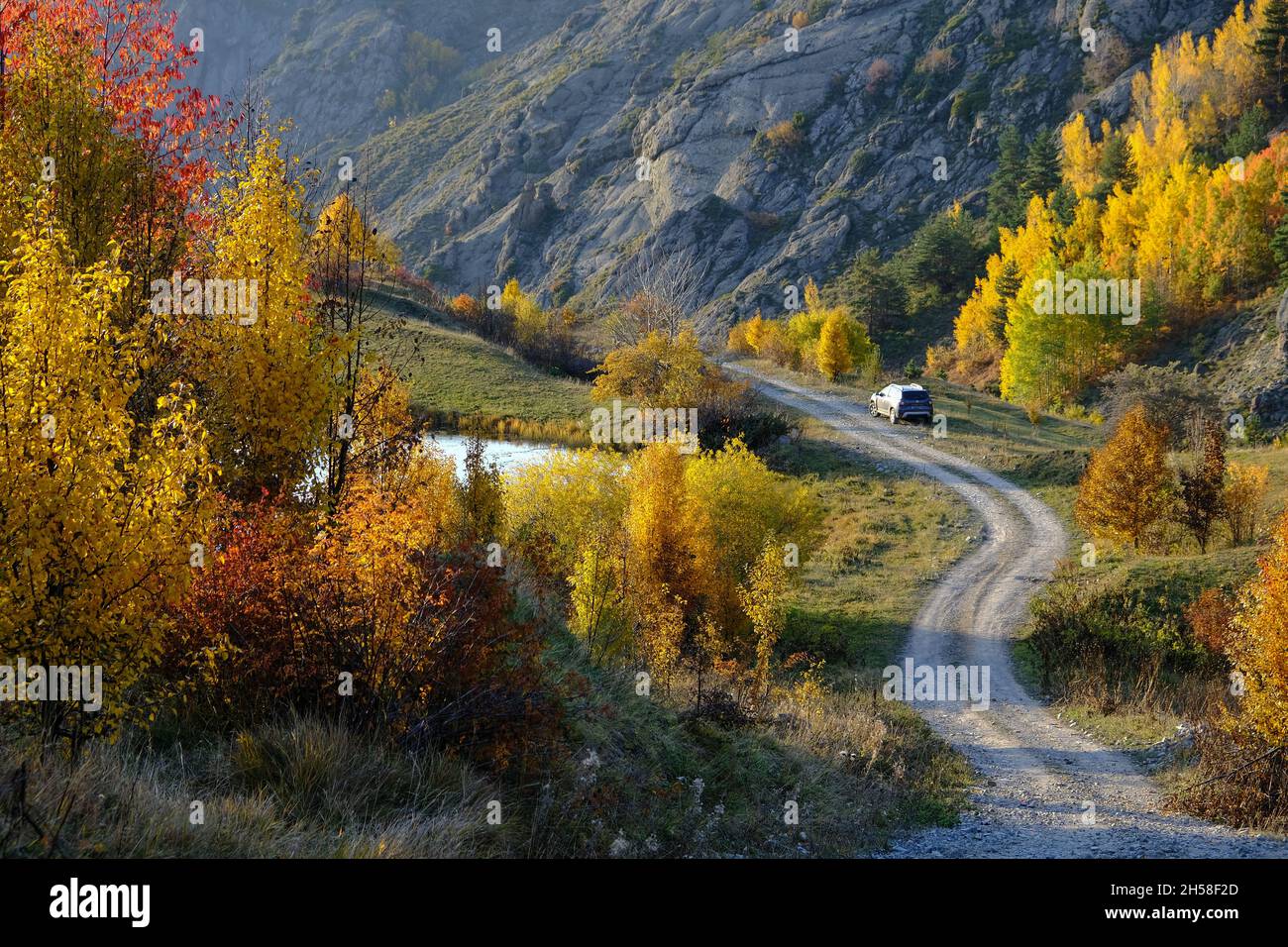 Şavşat district of Artvin province offers wonderful views to its visitors in autumn. Stock Photo