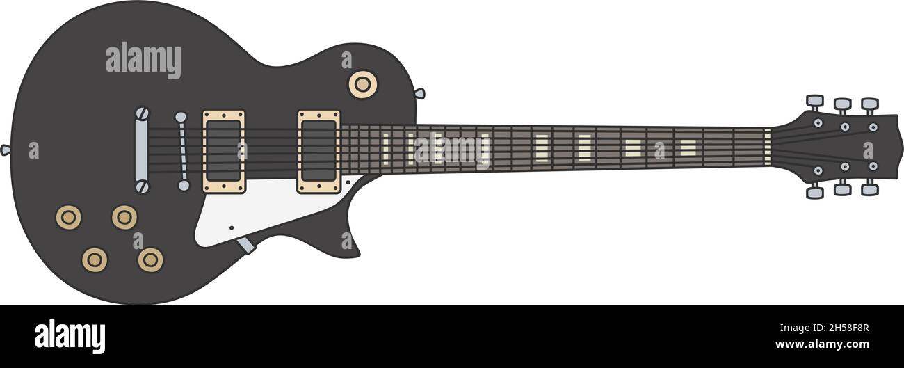 The vectorized hand drawing of a black electric guitar Stock Vector ...