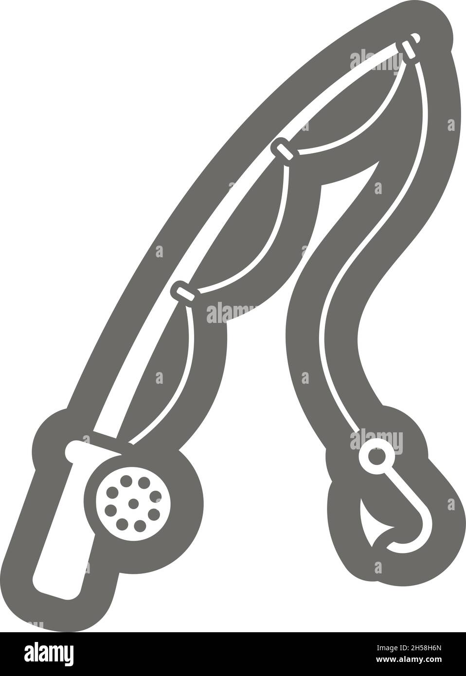 Fishing Rod outline vector icon. Beach. Summer. Summertime. Holiday. Vacation, eps 10 Stock Vector