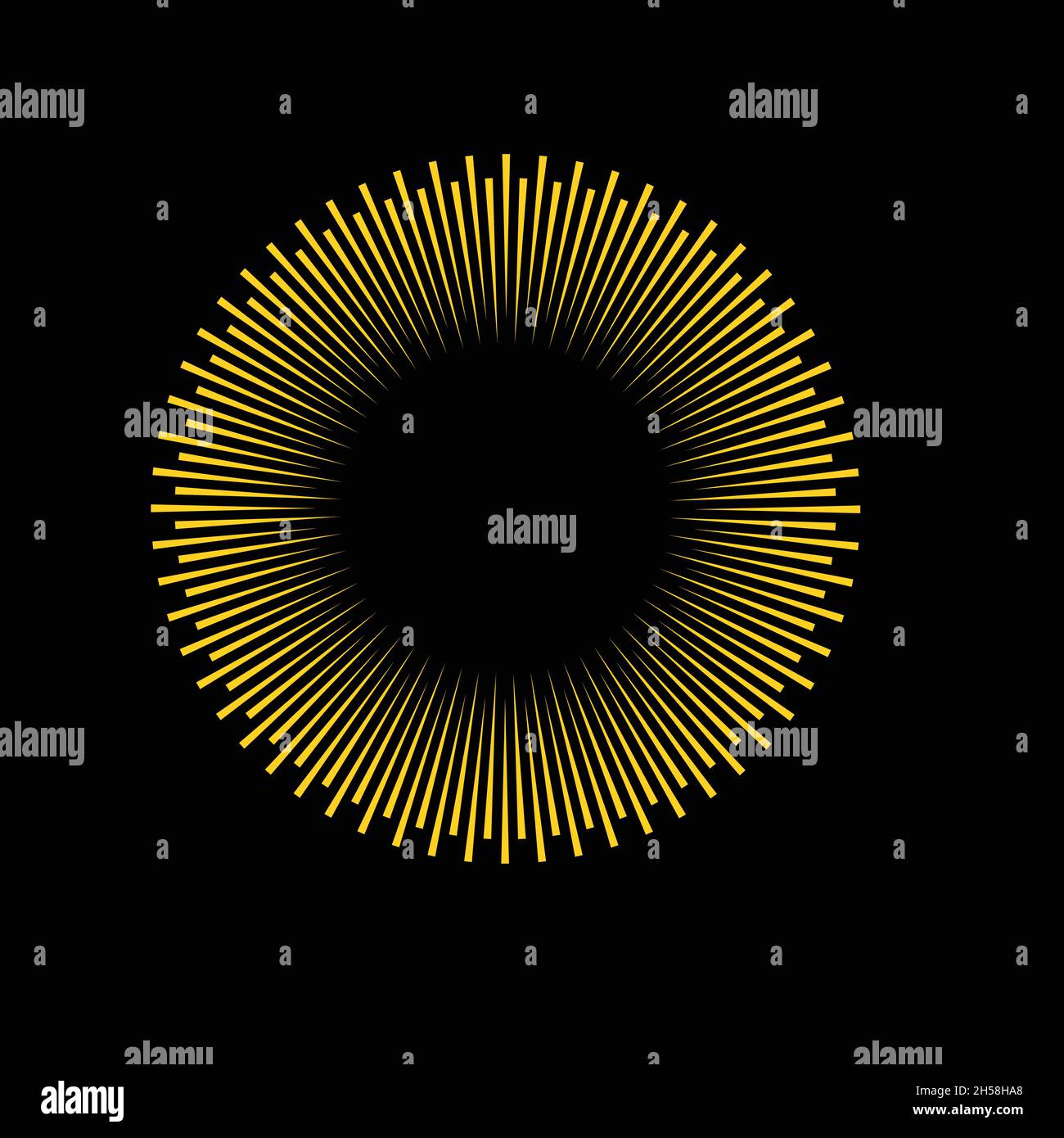 Sun rays geometric vector circle. Vectorillustration isolated on black ...