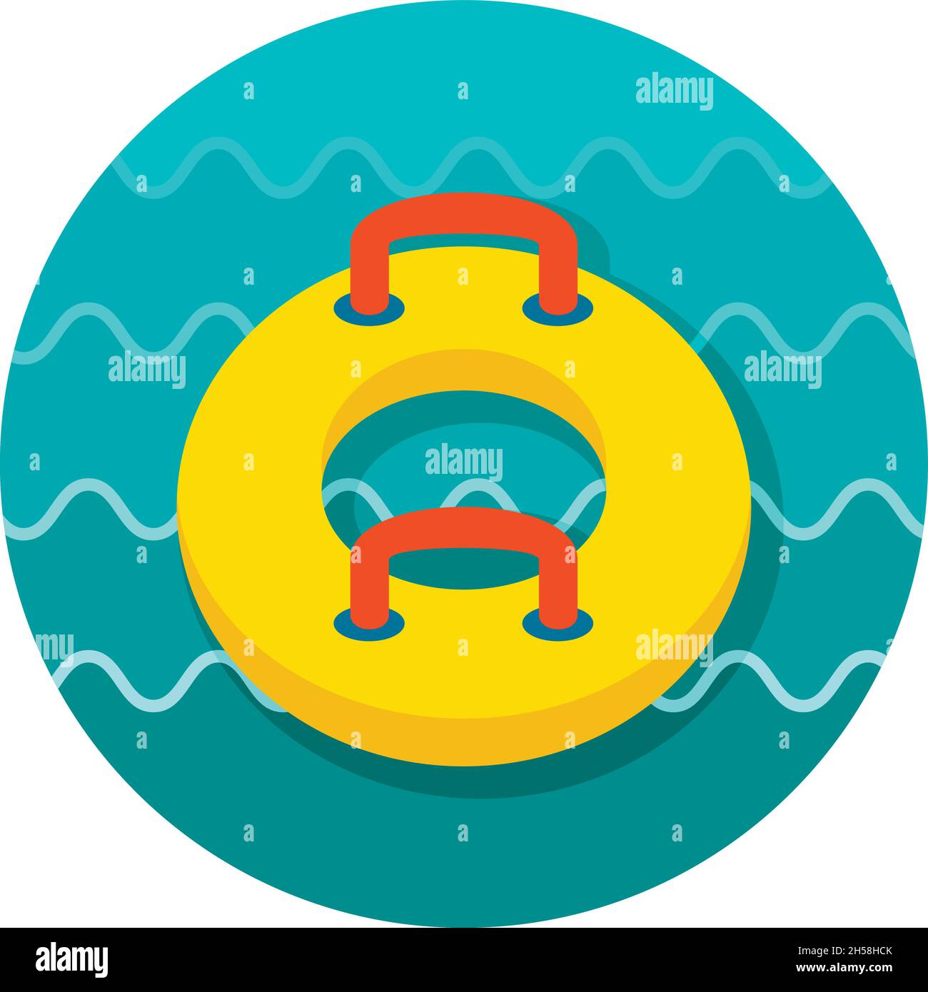 Towable Water Tube Inflatble Boat Floating Raft vector icon. Beach ...
