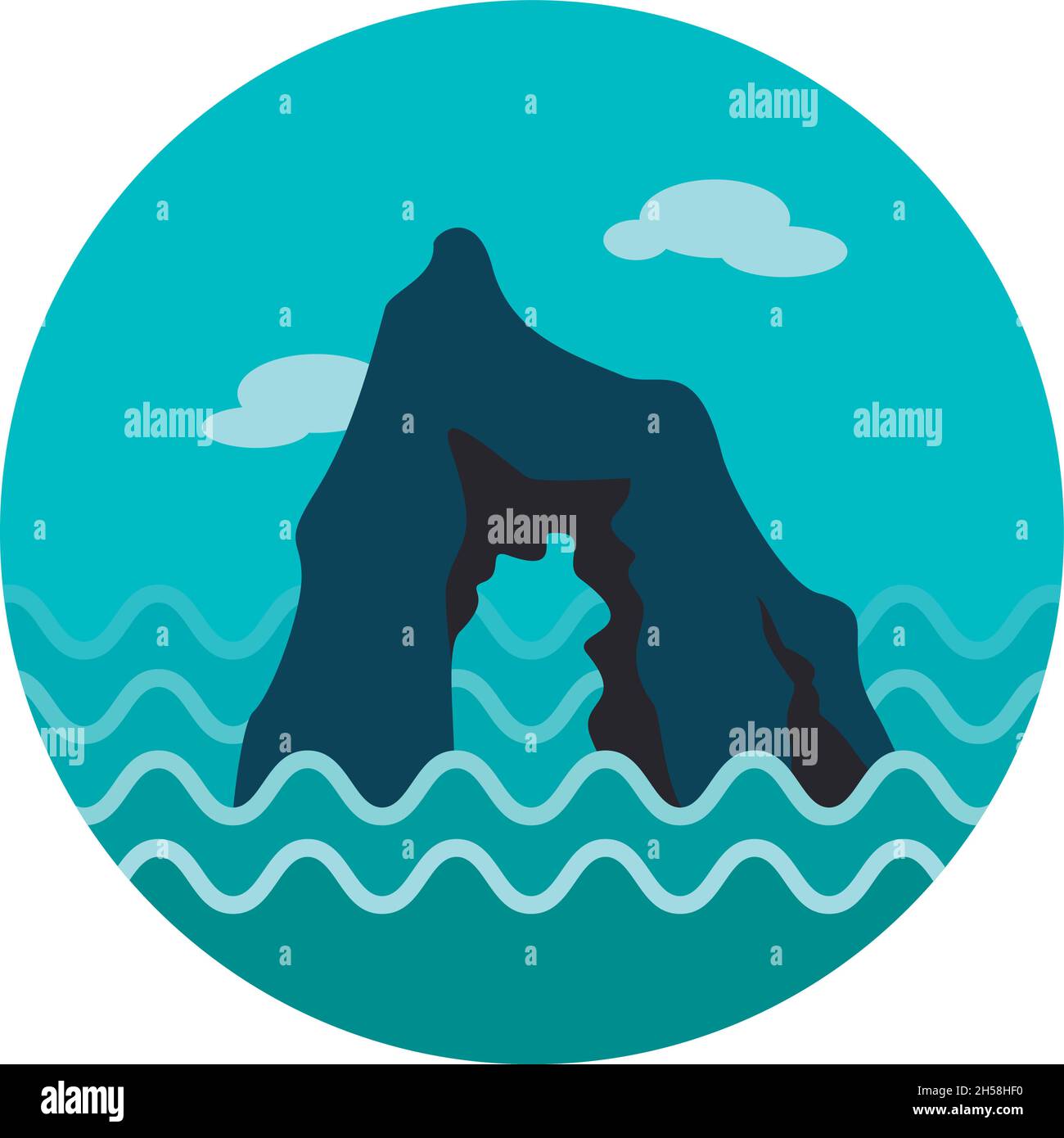 Rocks in the sea vector icon. Travel. Summer. Summertime. Holiday ...