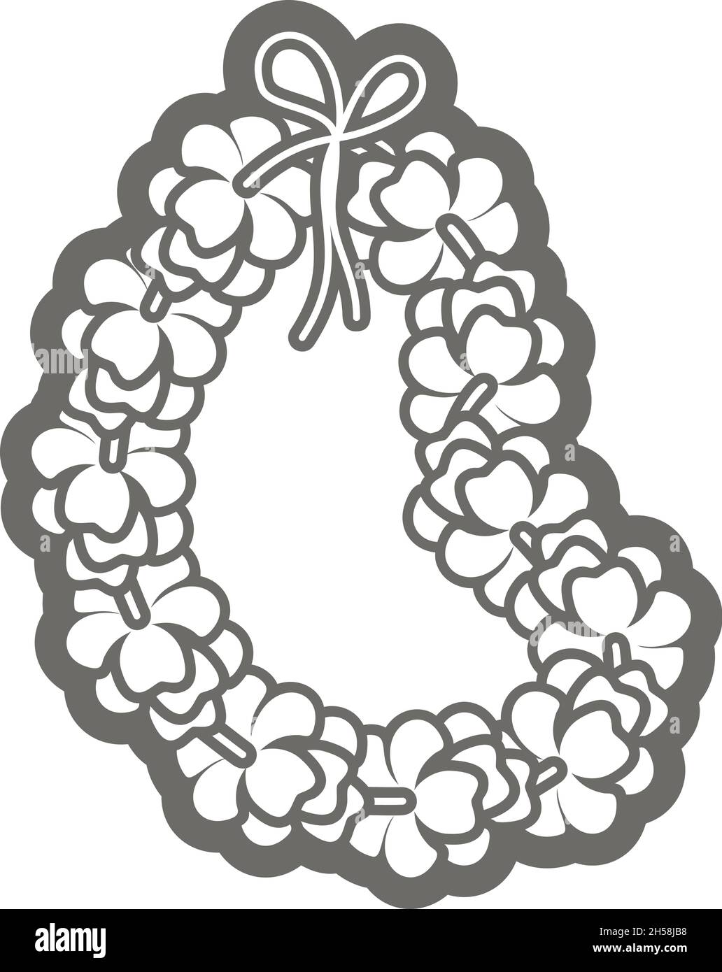 Vector Outline Hawaiian Lei Necklace From Tropical Allamanda Flower And  Petal In Black Isolated On White Background Stock Illustration - Download  Image Now - iStock