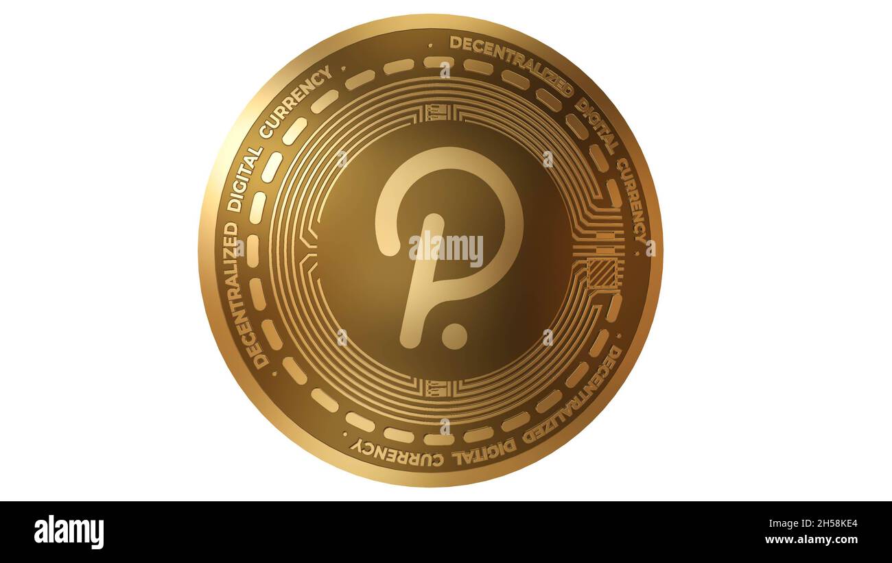 3D Render of Gold Polkadot DOT Cryptocurrency Sign Isolated on a White  Background Stock Photo - Alamy
