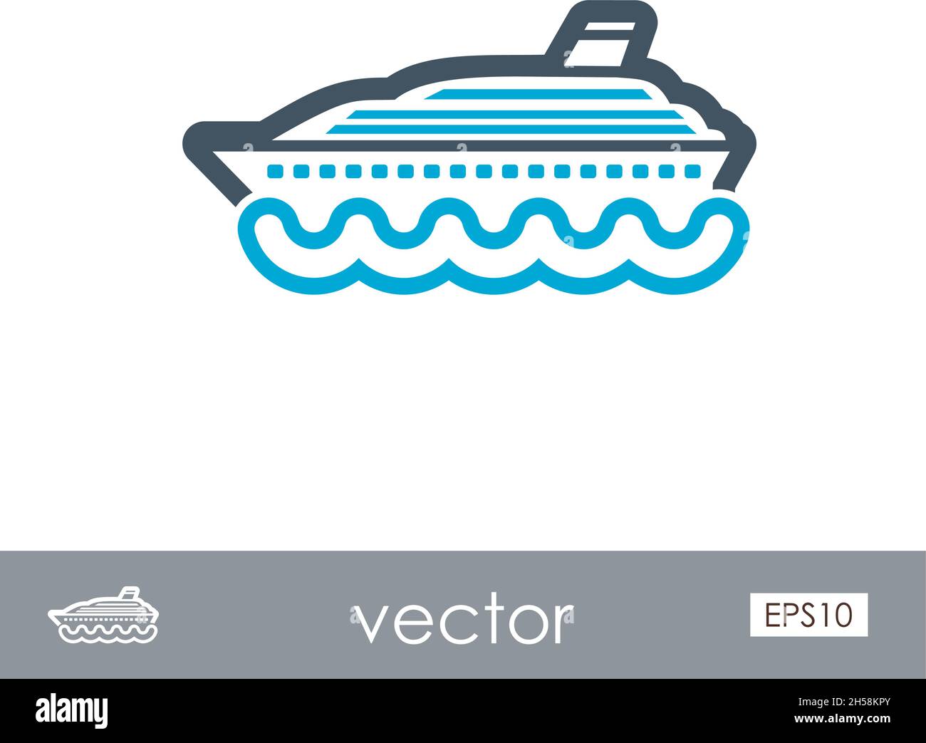 Cruise transatlantic liner outline vector icon. Beach. Summer ...