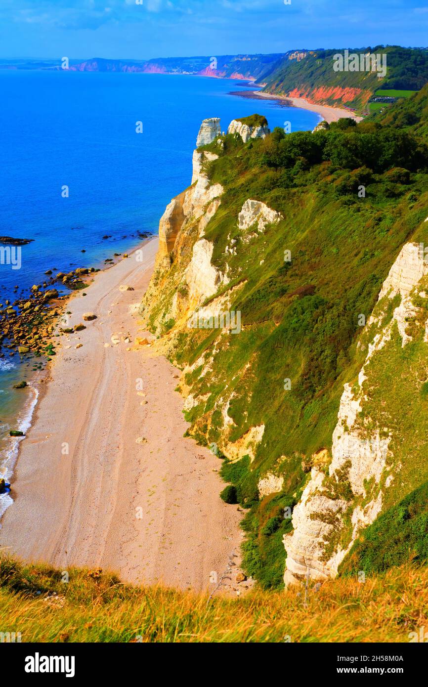 East Devon coast near Branscombe view towards Sidmouth and Ladram Bay England UK Stock Photo