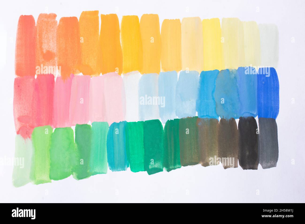 Color grunge brushes. Watercolor paint linear strokes for highlighting, spectrum design bright