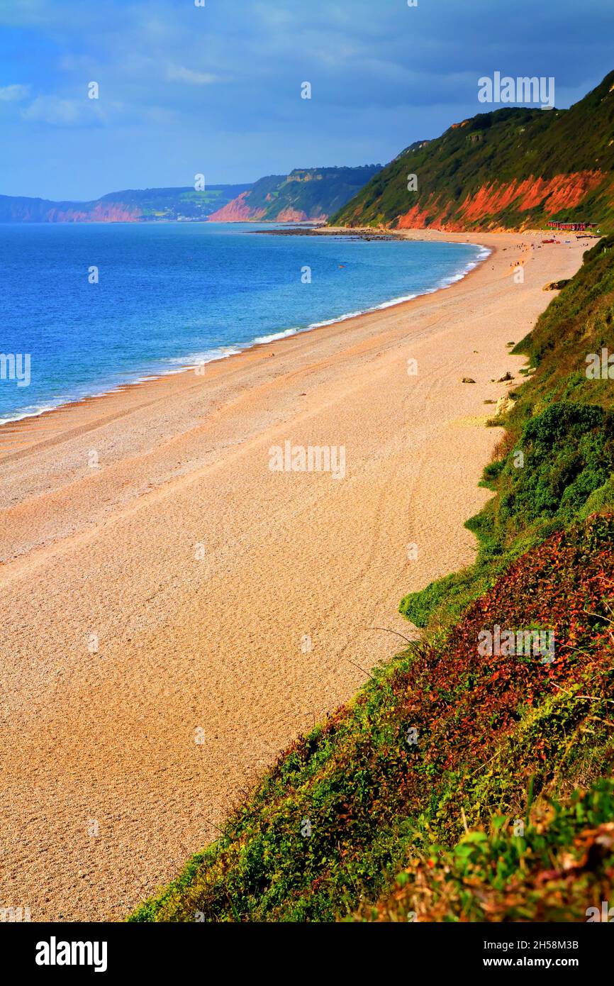 Beautiful Devon beach Branscombe view towards Sidmouth and Ladram Bay England UK Stock Photo
