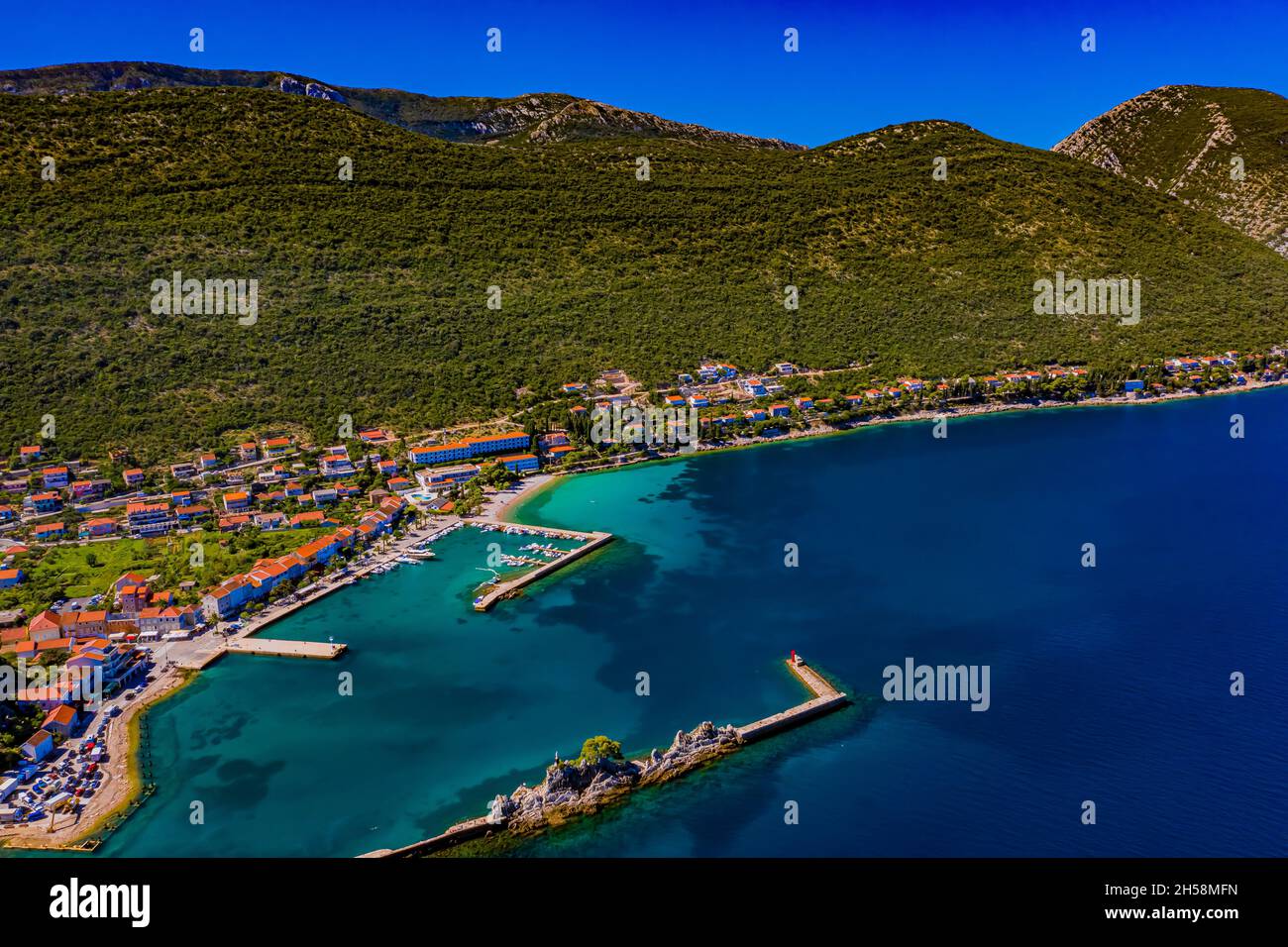 Trpanj in Croatia from above | Luftbilder von Trpanj Stock Photo - Alamy
