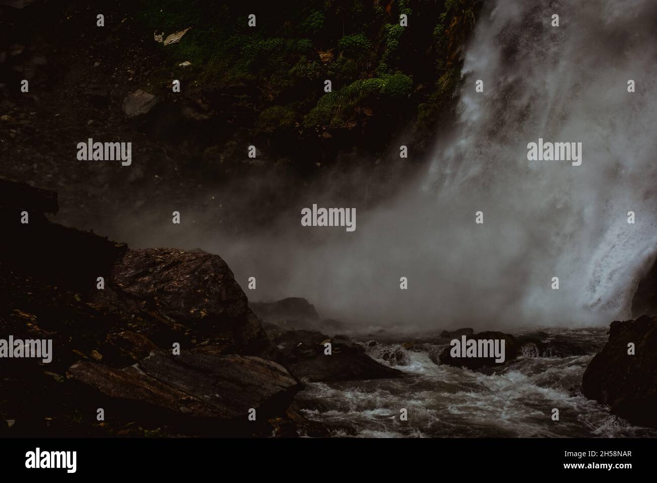 Base of a huge waterfall Stock Photo Alamy