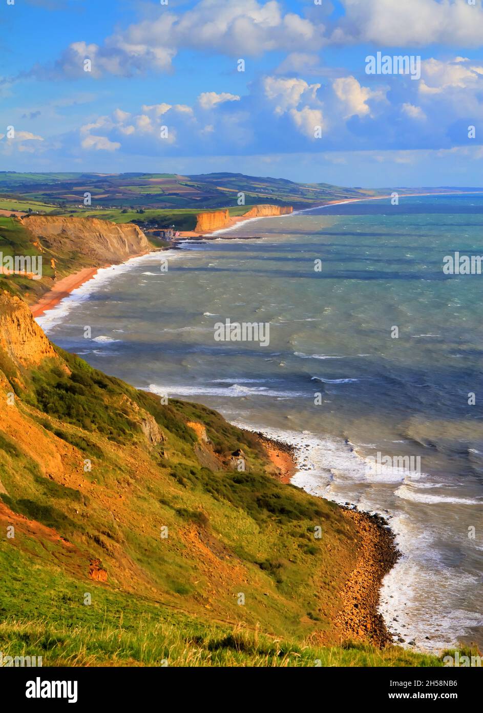 Dorset Coast view To West Bay and Chesil Beach UK jurassic coastline Stock Photo