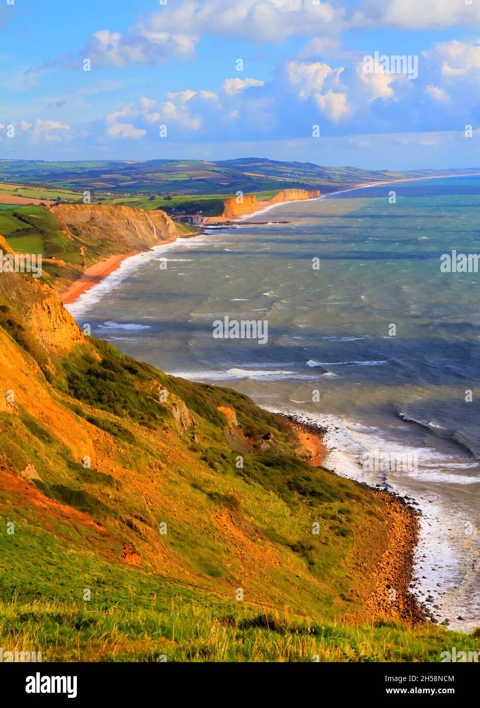 Dorset Jurassic Coast View To West Bay and Chesil Beach UK beautiful coastline Stock Photo