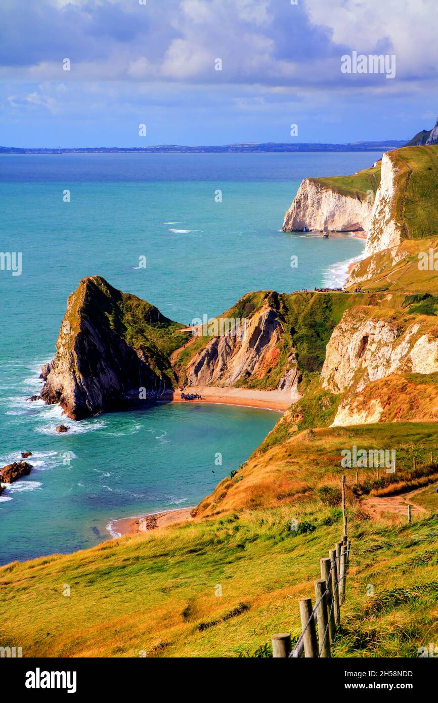 Dorset coast view to Durdle Door Jurassic coastline England UK Stock Photo