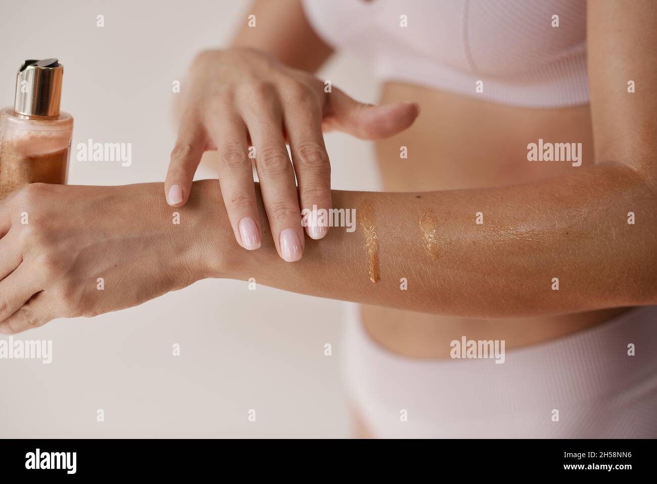 A woman takes care of her skin Stock Photo