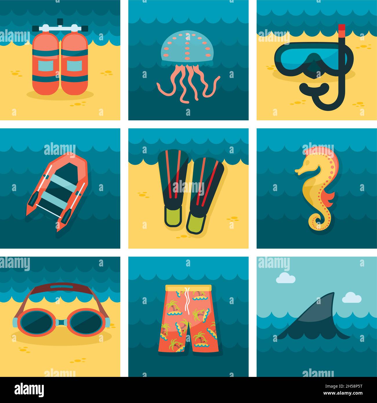 Summer flat icons set, vector illustration eps 10 Stock Vector Image ...