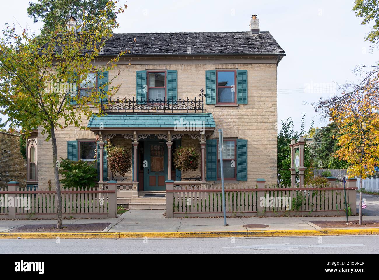 Old historic home in Cedarburg, WI located on Washington Avenue Stock
