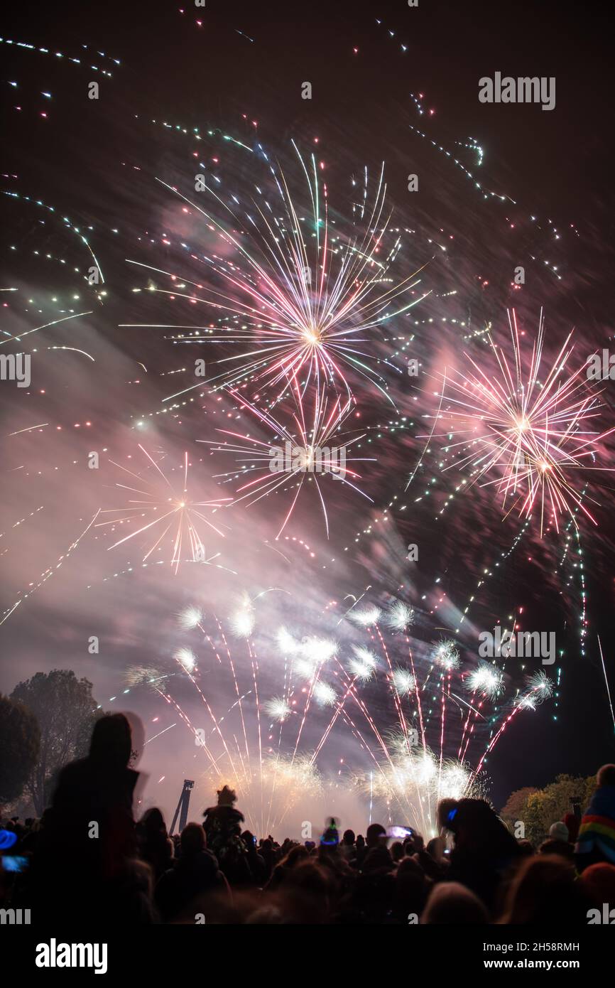 Fireworks at the Kinecroft, Wallingford, Oxfordshire,2021 Stock Photo