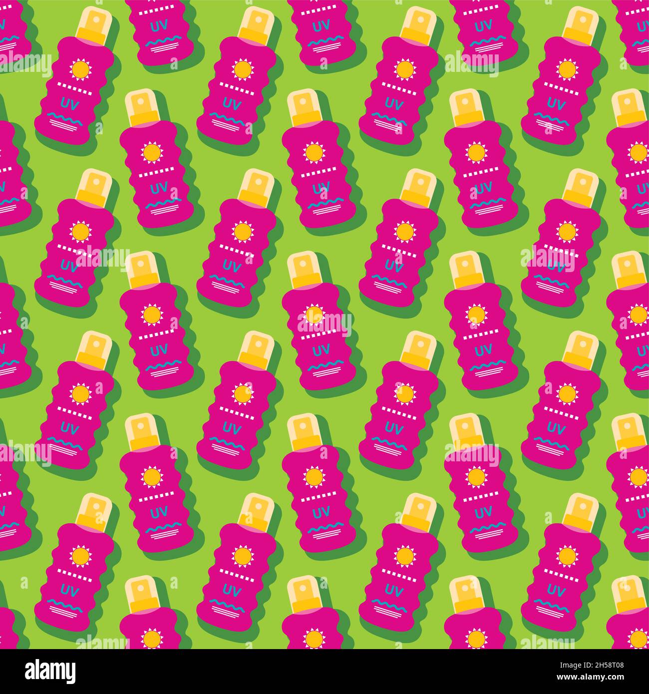 Summer vector seamless pattern with sunscreen. Beach. Summertime. Holiday. Vacation Stock Vector