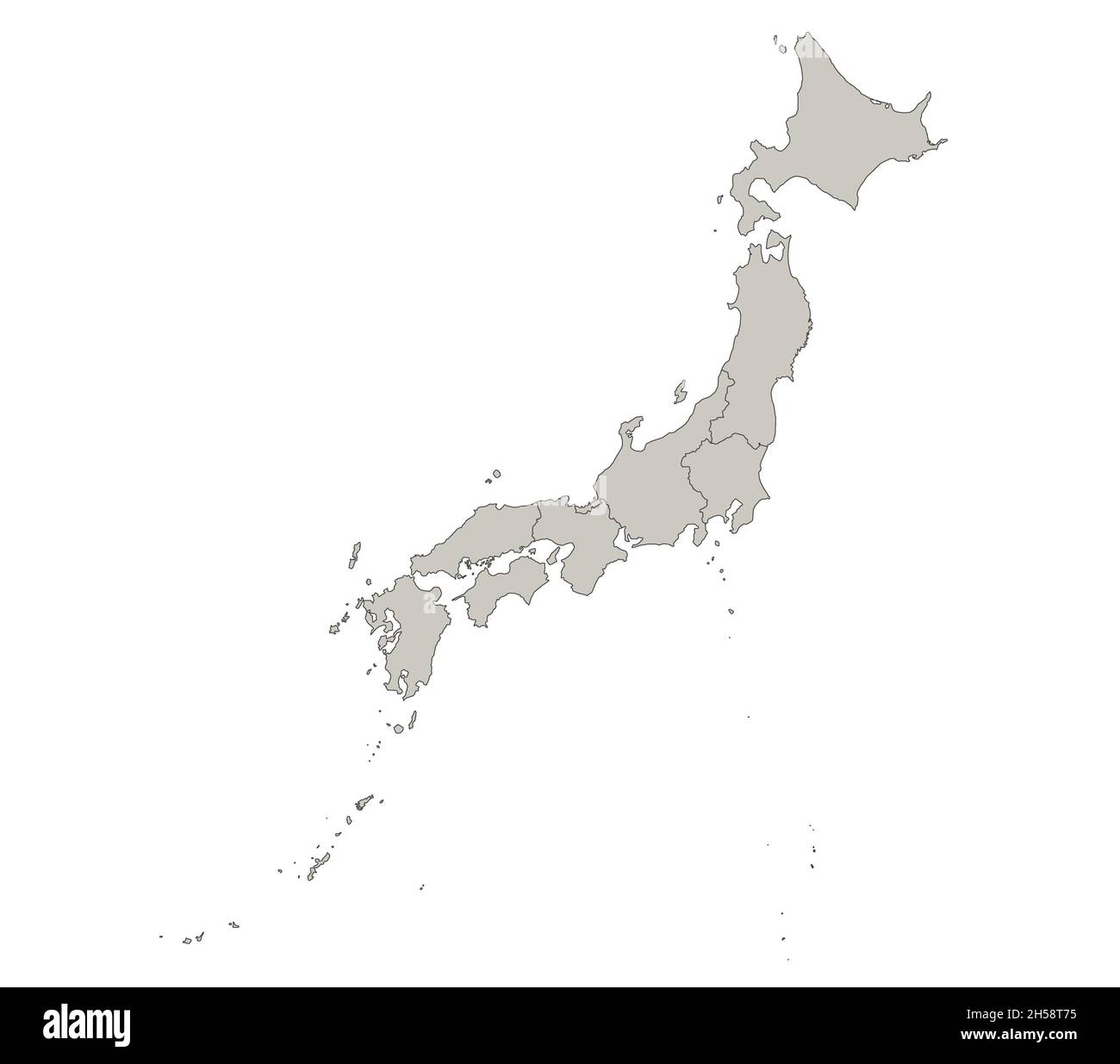 Japan Map Outline Cut Out Stock Images Pictures Alamy Japan Map Individual Regions Blank 2H58T75