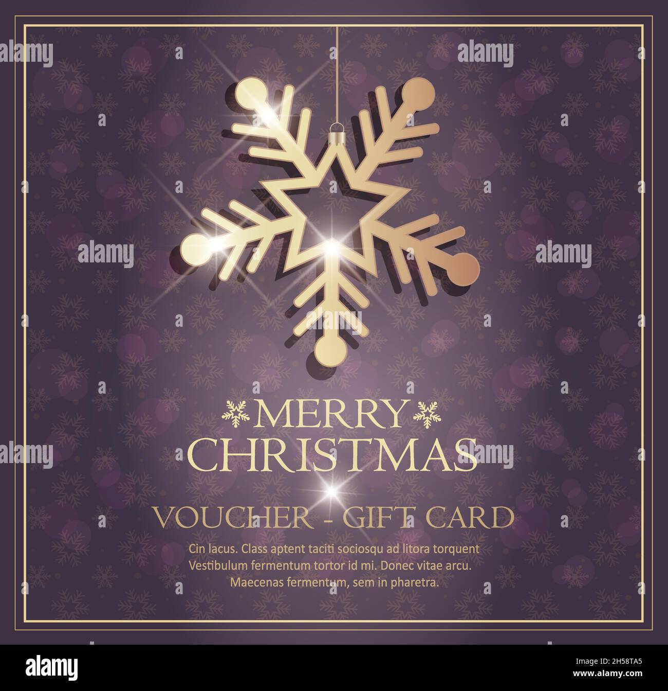 Greeting card with snowflake, Merry christmas background violet vector Stock Vector