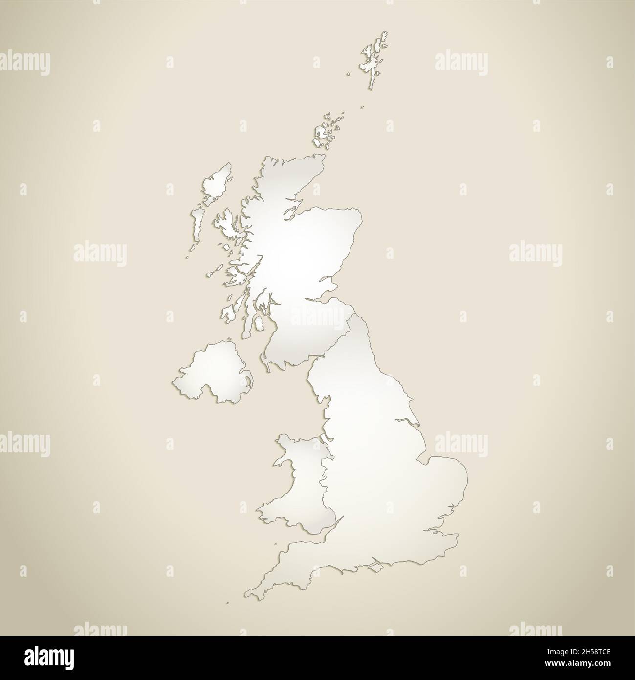 United Kingdom map, administrative division, old paper background ...