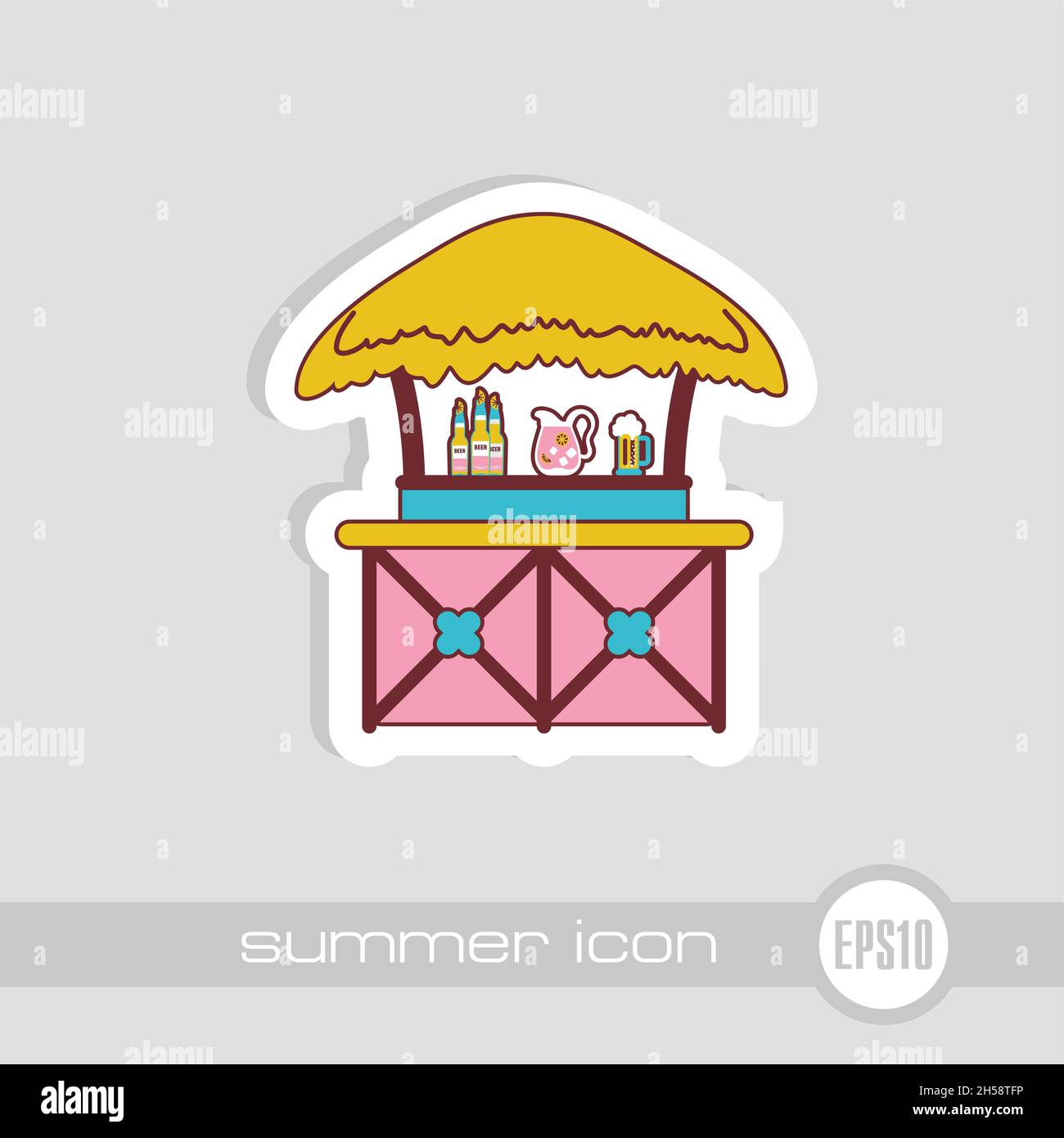 Cafe Bar bungalows on the beach vector icon. Beach. Summer. Summertime. Holiday. Vacation, eps 10 Stock Vector