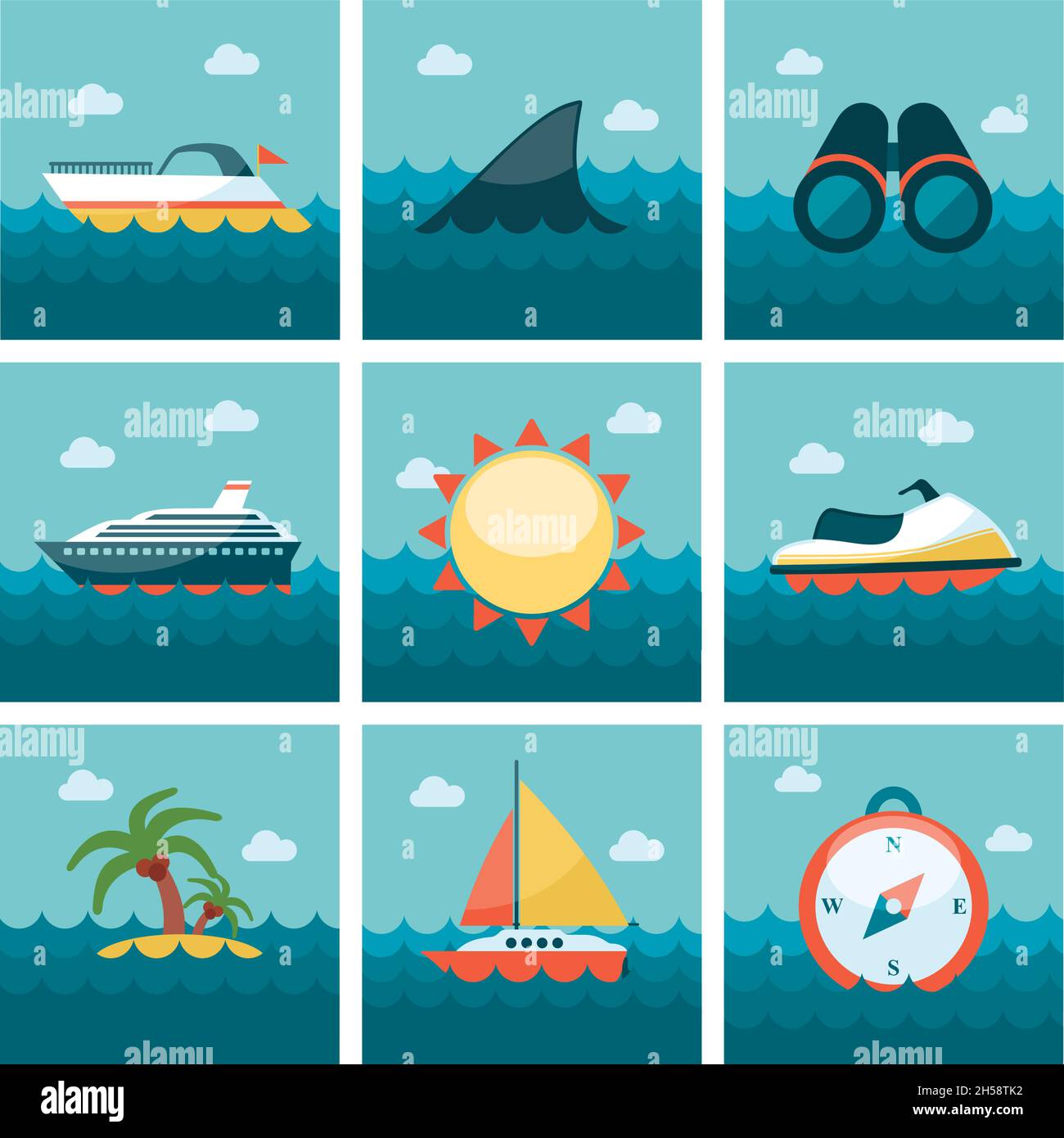 Summer flat icons set, vector illustration eps 10 Stock Vector Image ...