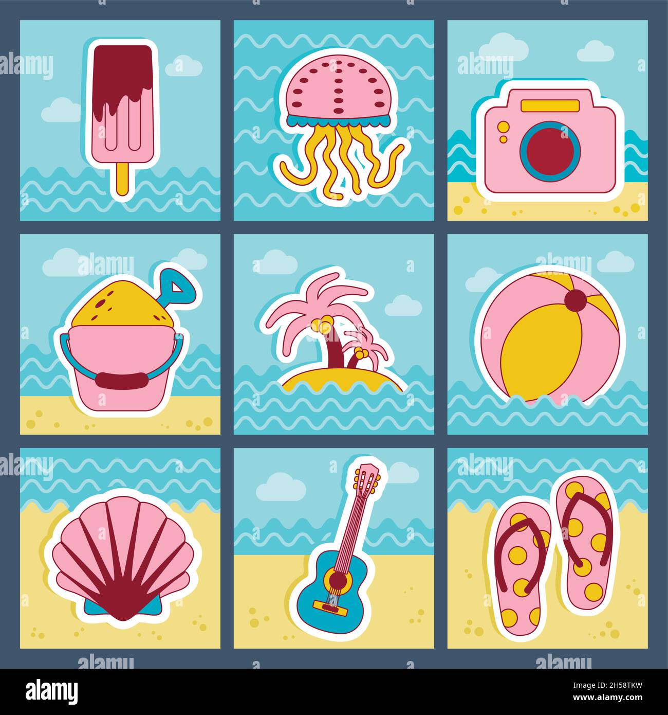 Summer flat icons set, vector illustration eps 10 Stock Vector Image ...