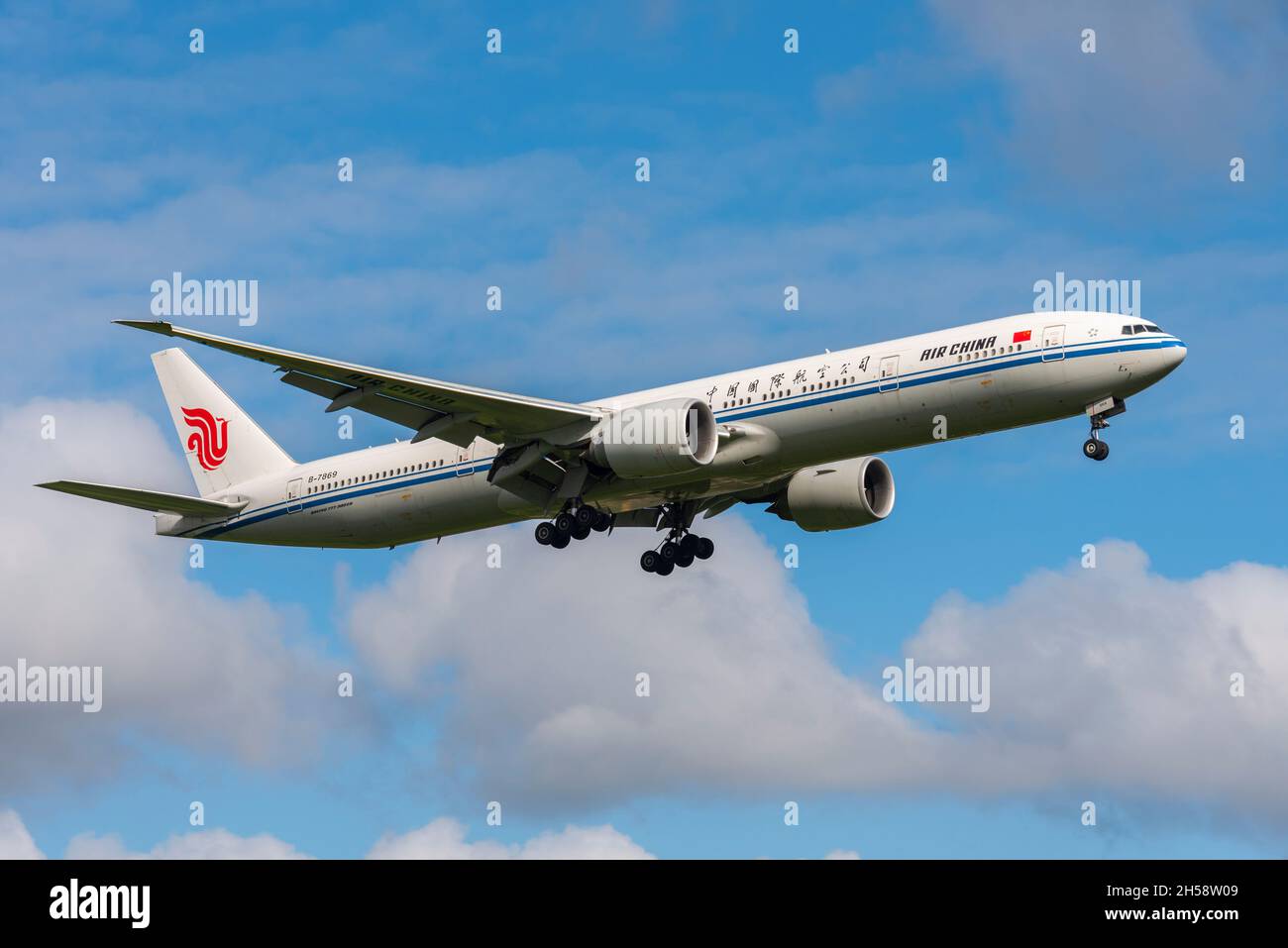 Air China Boeing 777 airliner jet plane on approach to land at