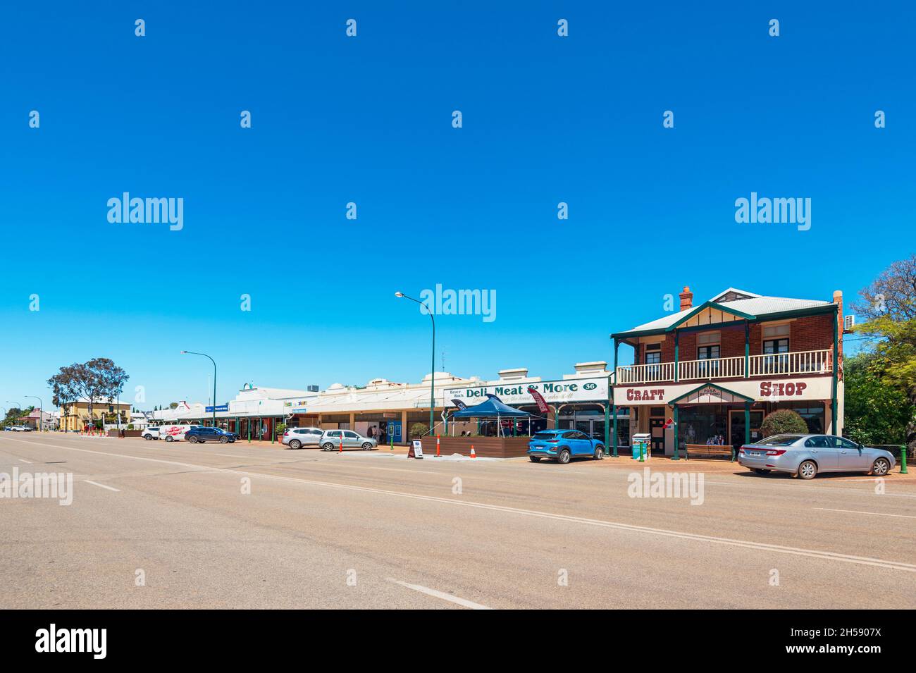 Main street of the small rural town of Bruce Rock, Wheatbelt Region, Western Australia, WA, Australia Stock Photo
