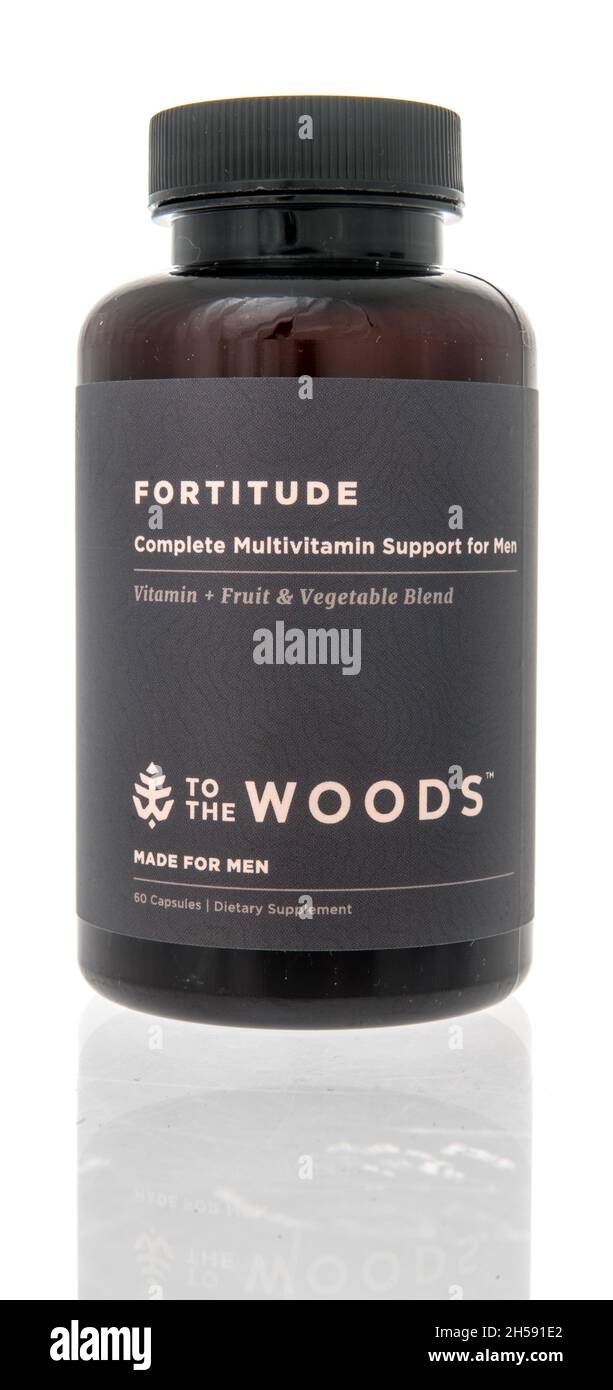 Winneconne, WI -10 October 2021: A package of Fortitude multivitamin for men to the woods supplement on an isolated background Stock Photo
