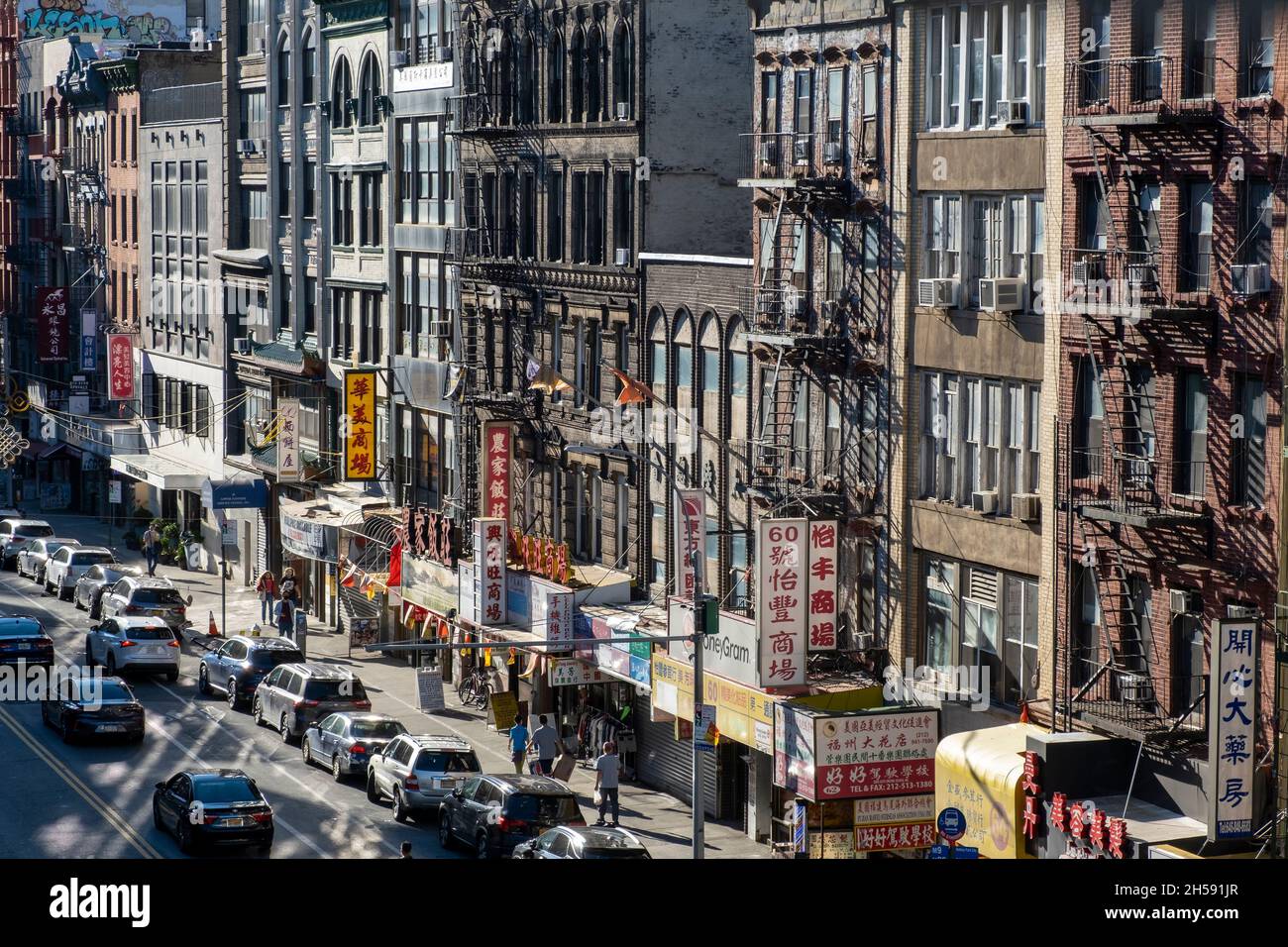 East Broadway, Chinatown, New York City, USA. September 26, 2021. Busy