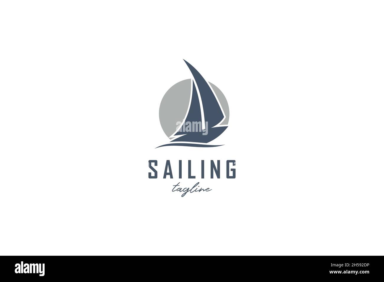 Simple Sailing Yacht Silhouette Logo design inspiration vector Stock Vector