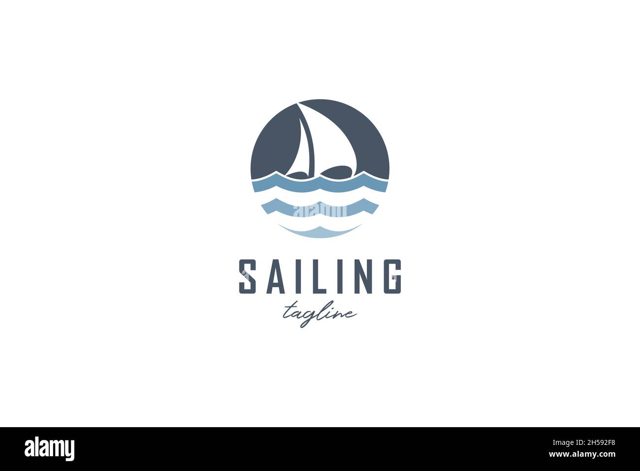 Simple Sailing Yacht Silhouette Logo design inspiration vector Stock Vector