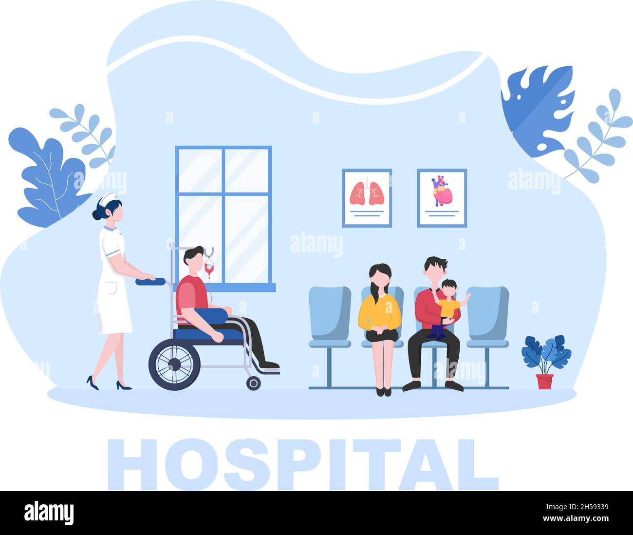 Hospital Building for Healthcare Cartoon Background Vector Illustration