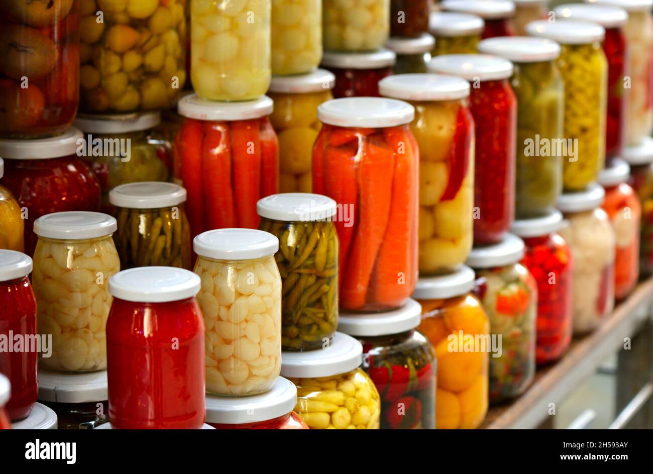 Organic preserved vegetable in a glass jars Stock Photo Alamy