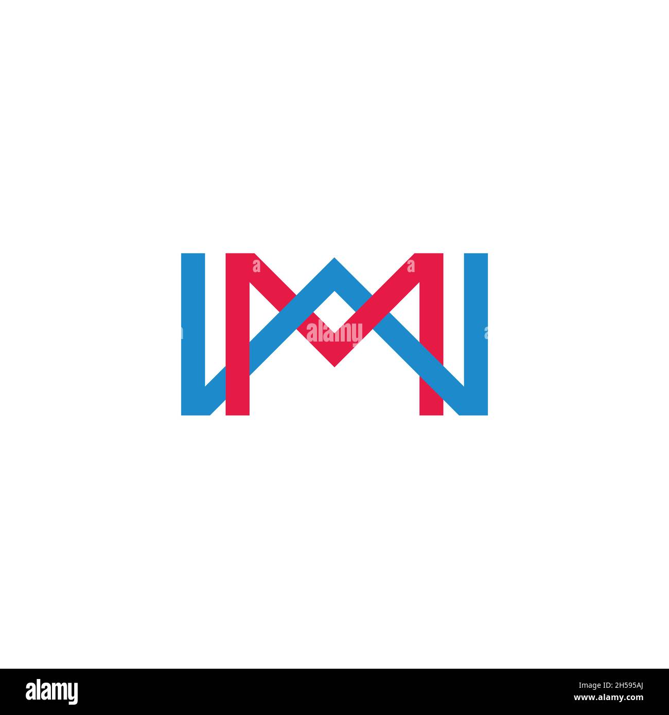 letter wm simple linked line colorful logo vector Stock Vector