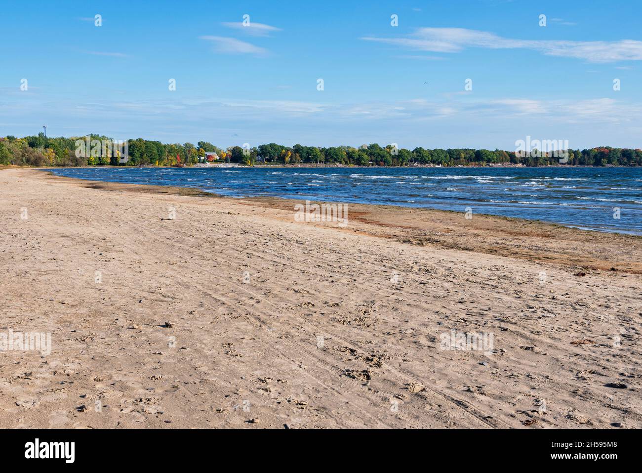 lake champlain beach and shoreline at alburgh dunes state park in