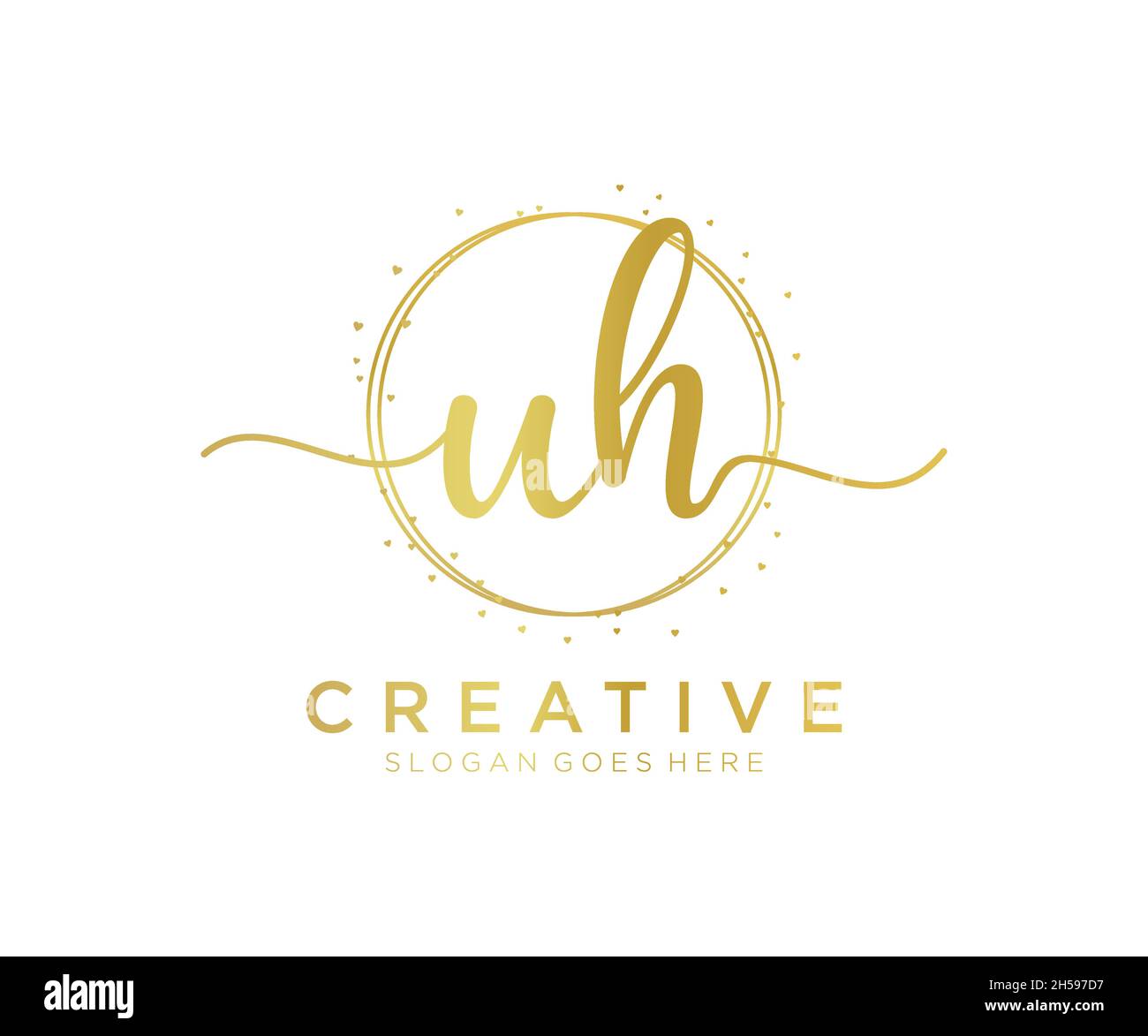 UH feminine logo. Usable for Nature, Salon, Spa, Cosmetic and Beauty Logos. Flat Vector Logo Design Template Element. Stock Vector