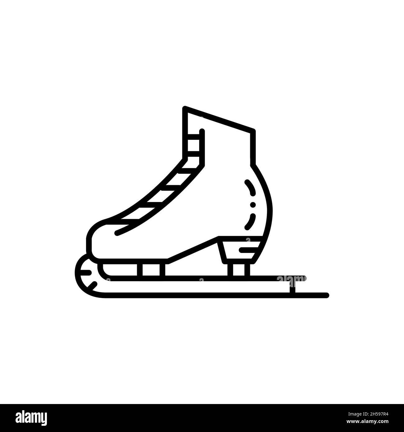 Ice skate black and white line art icon. Winter fun sport entertainment. Pixel perfect, editable stroke Stock Vector