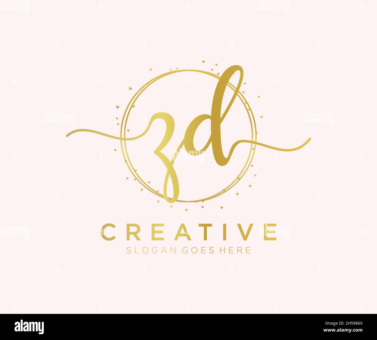 ZD feminine logo. Usable for Nature, Salon, Spa, Cosmetic and Beauty Logos. Flat Vector Logo Design Template Element. Stock Vector