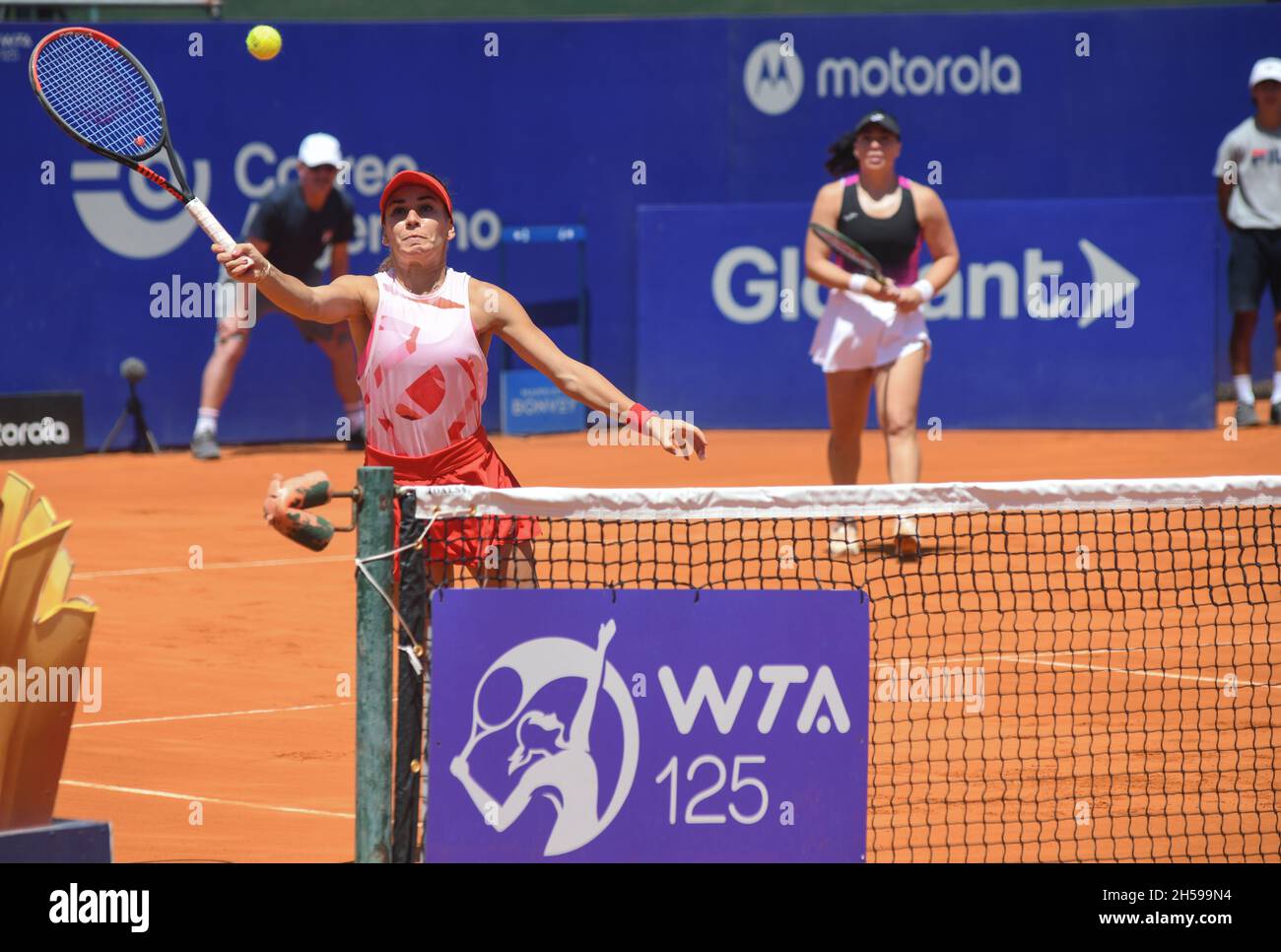 Ekaterine Gorgodze (Georgia) and Irina Bara (Romania). Argentina Open WTA 2021, Doubles champions Stock Photo