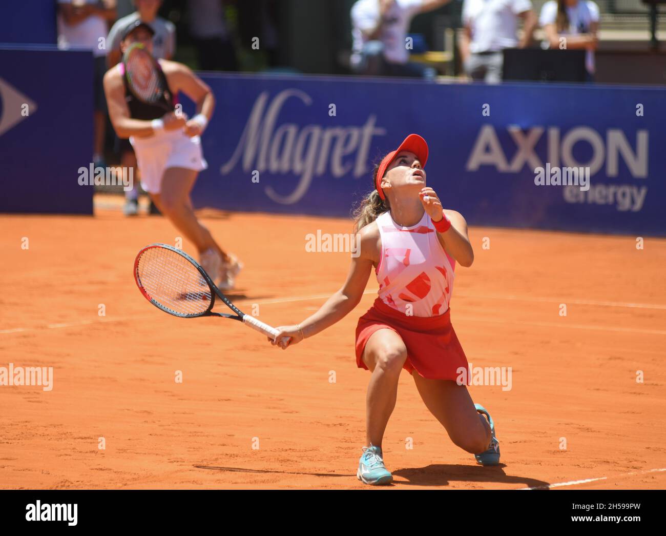 Ekaterine Gorgodze (Georgia) and Irina Bara (Romania). Argentina Open WTA 2021, Doubles champions Stock Photo