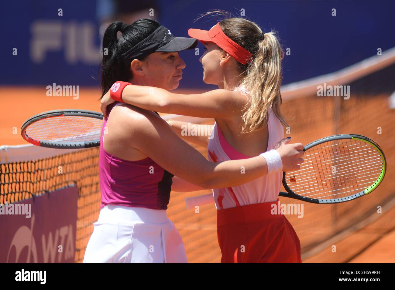 Ekaterine Gorgodze (Georgia) and Irina Bara (Romania). Argentina Open WTA 2021, Doubles champions Stock Photo