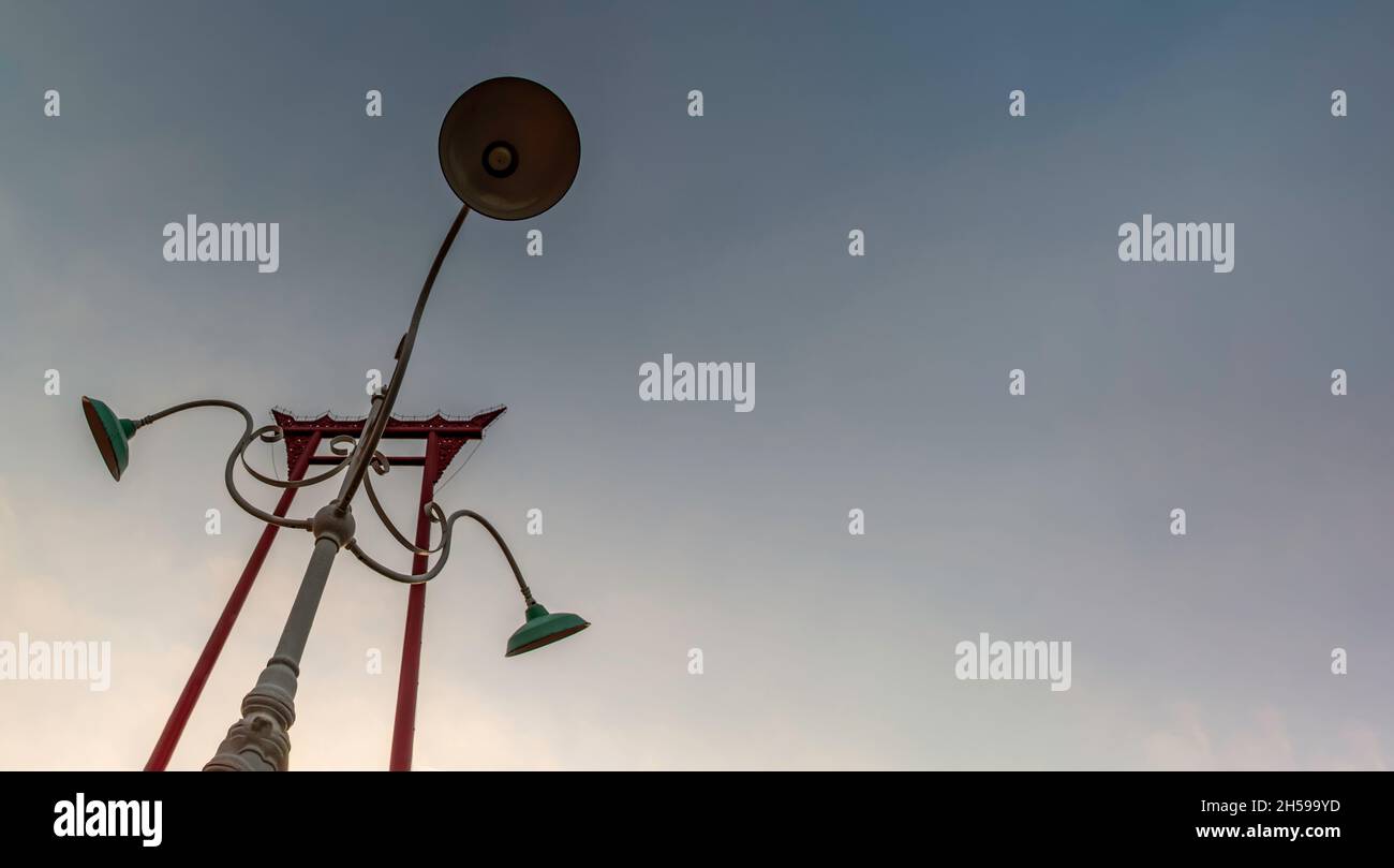 Bangkok, Thailand - Nov 23, 2019 : Vintage street lamp in front of The Giant Swing or 'Sao Chingcha'. Stock Photo
