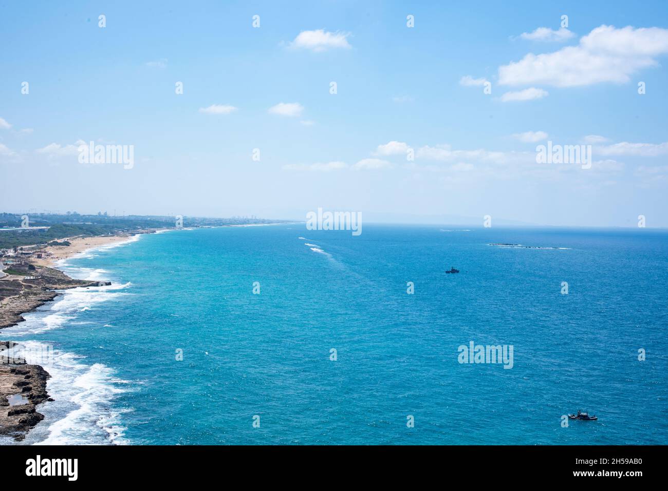 Mediterranean sea, white chalk rocks and some beaches captured from ...
