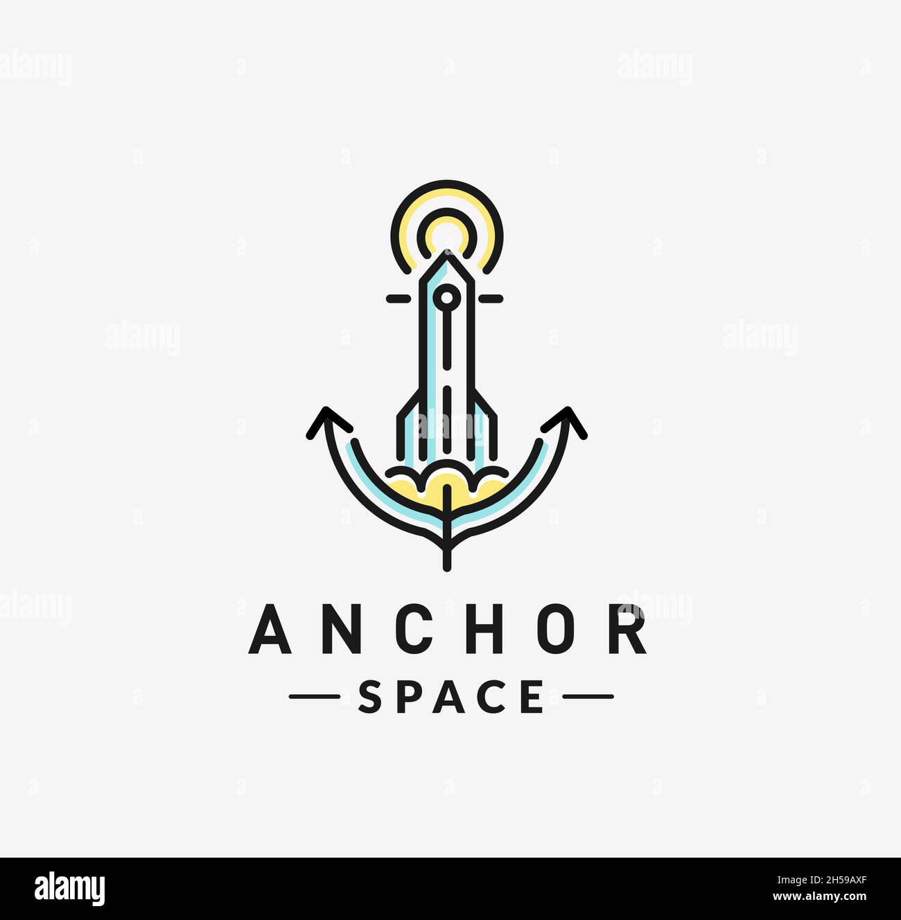 Anchor space vector, anchor rocket vector concept ,navigation and nautical logo vector concept Stock Vector