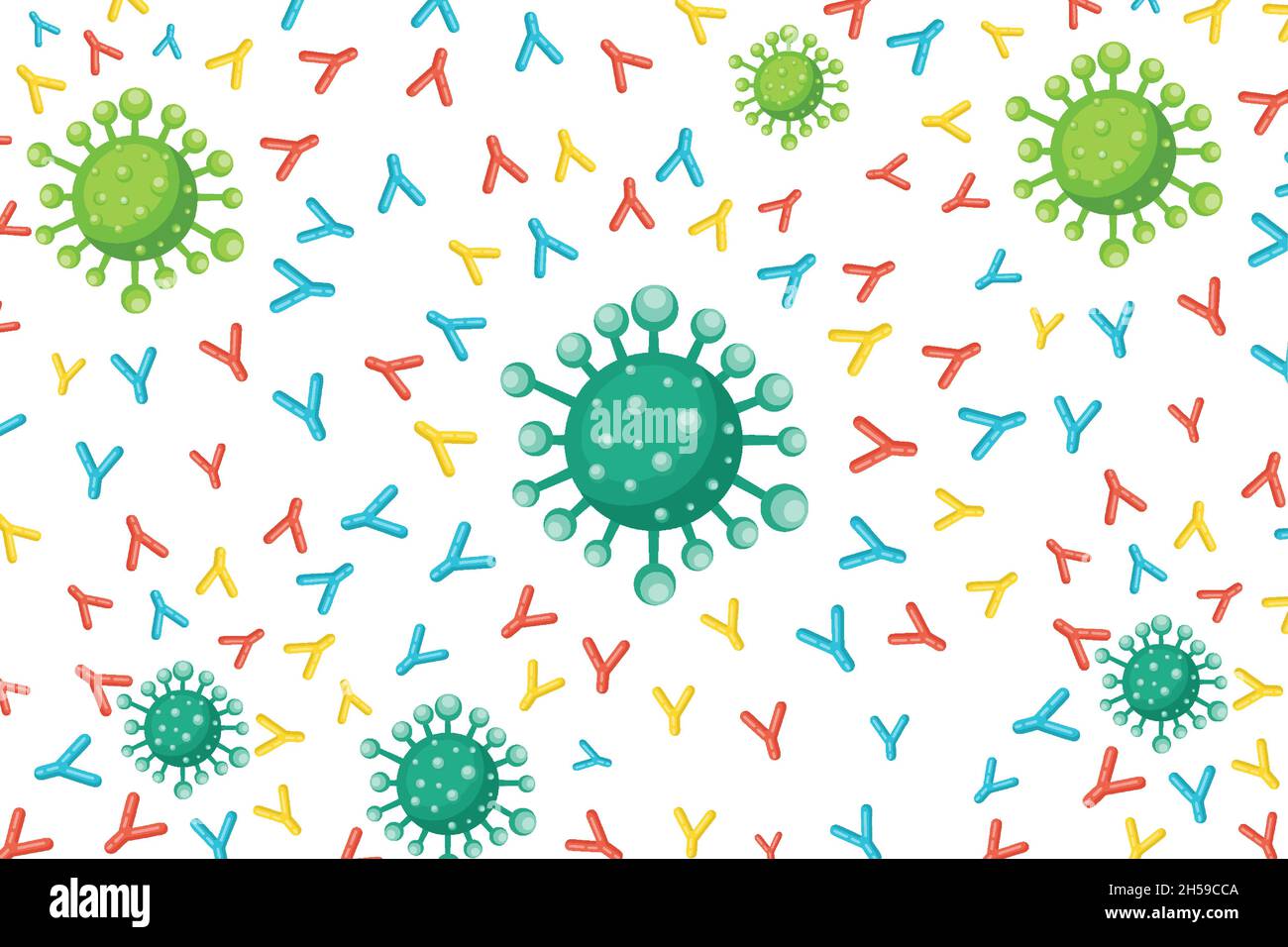 illustration vector antibodies attacking viruses for protect the body