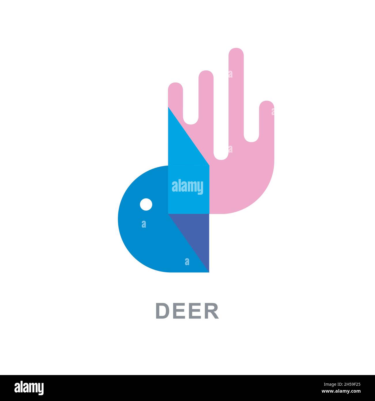 initial letter d as simple deer head logo transparent modern creative concept illustration vector Stock Vector